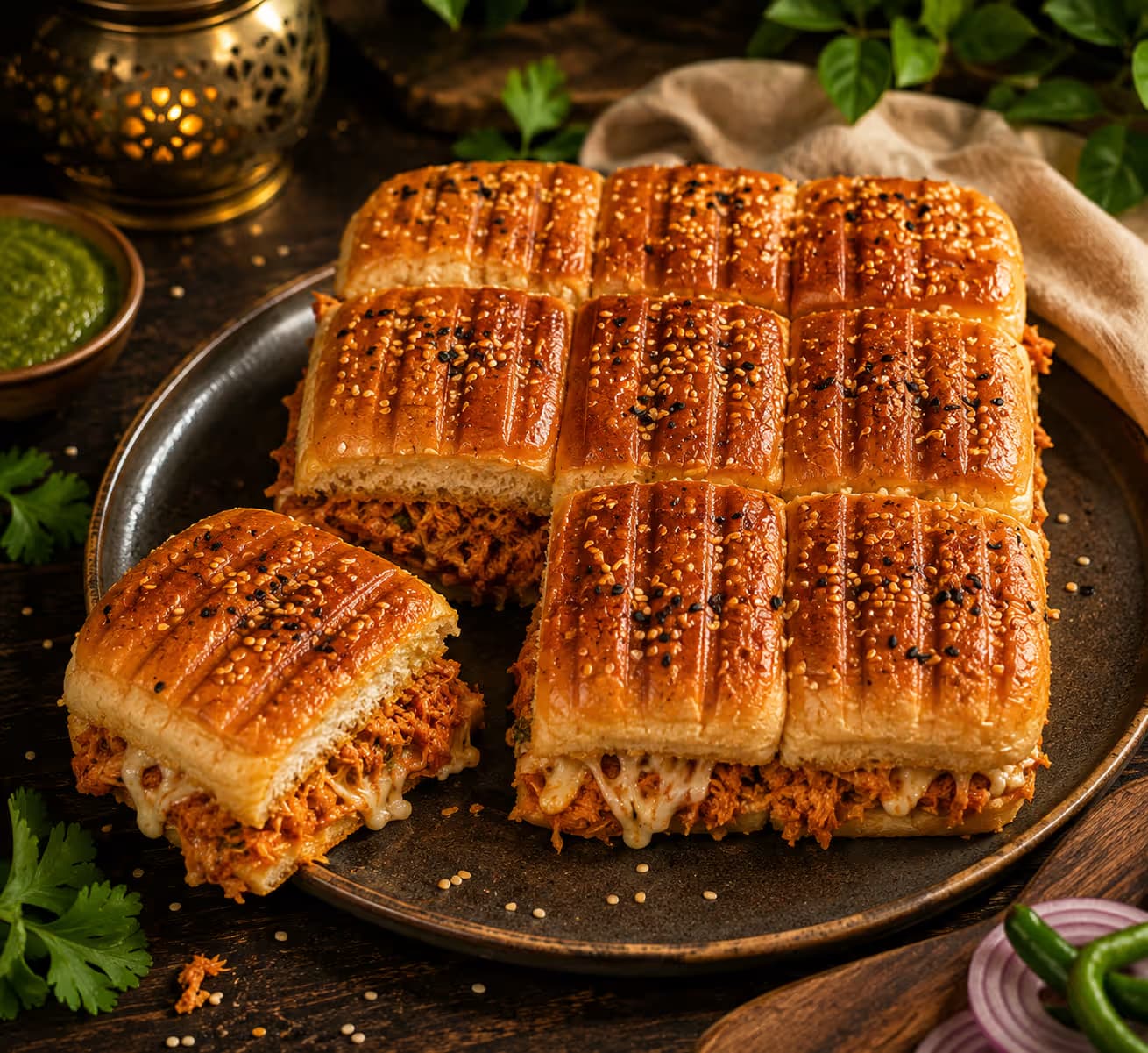 Homemade Chicken-Stuffed Suji Pav